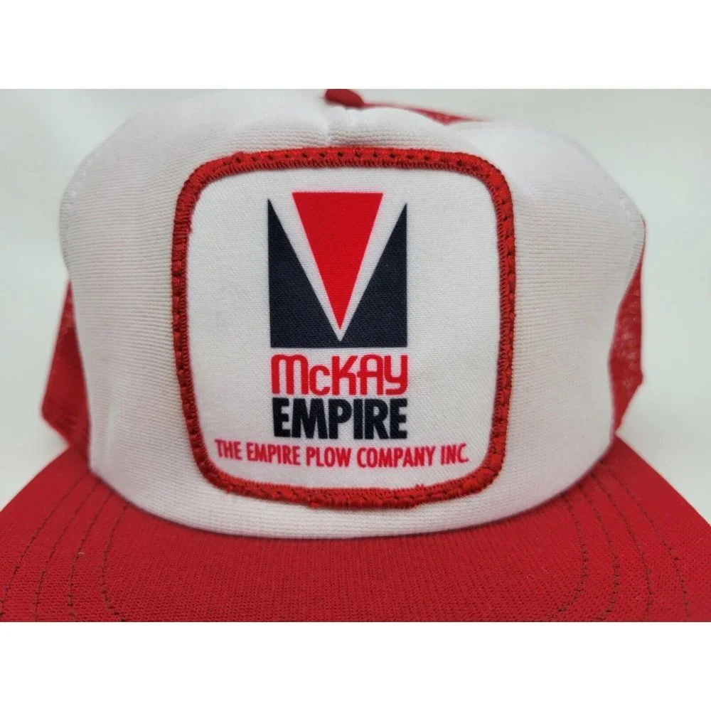 Vintage McKay Empire Plow Company Red White Mesh Snapback Trucker Hat‎ RCC USA